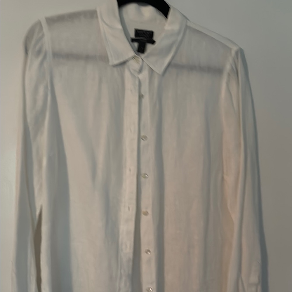 J. Crew Baird McNutt Irish Linen White Classic Button Down Shirt